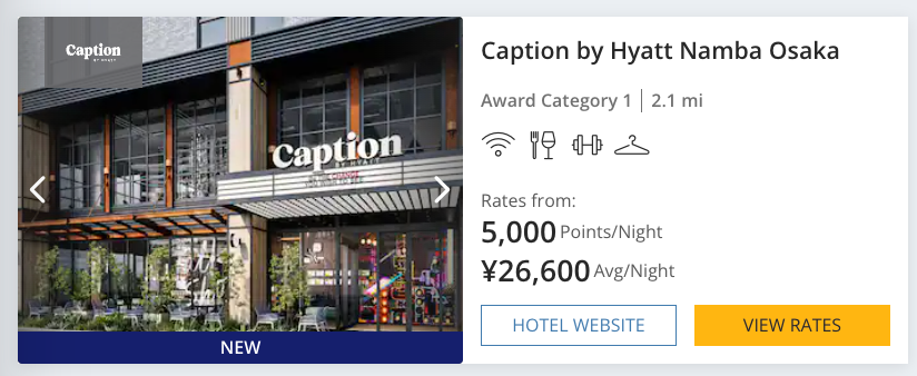 Caption by Hyatt Namba Osaka cash vs points