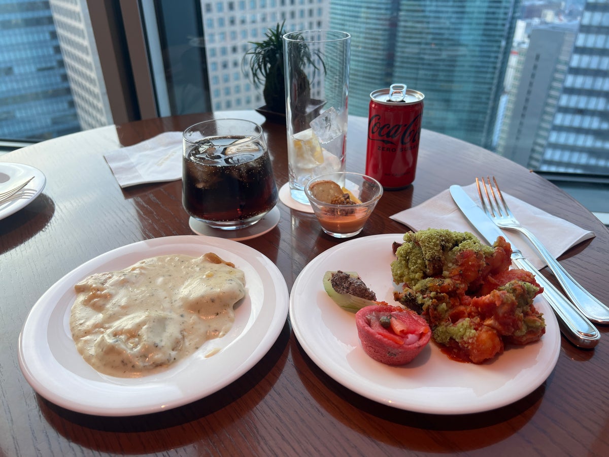 Conrad Tokyo Executive Lounge evening food plate