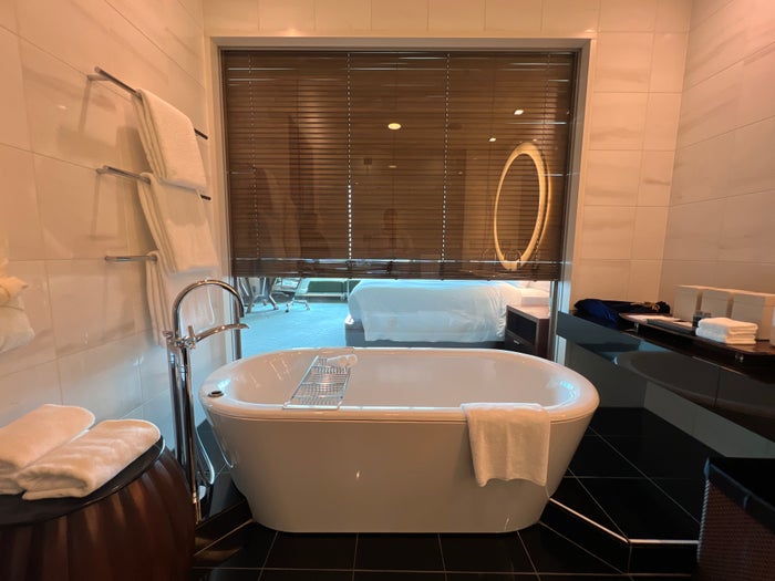 Conrad Tokyo bathroom closed curtains Conrad Tokyo bathroom closed curtains