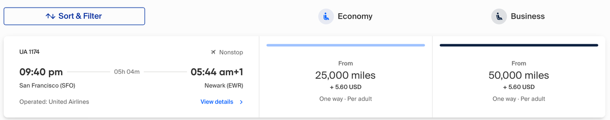 Copa ConnectMiles SFO EWR award pricing