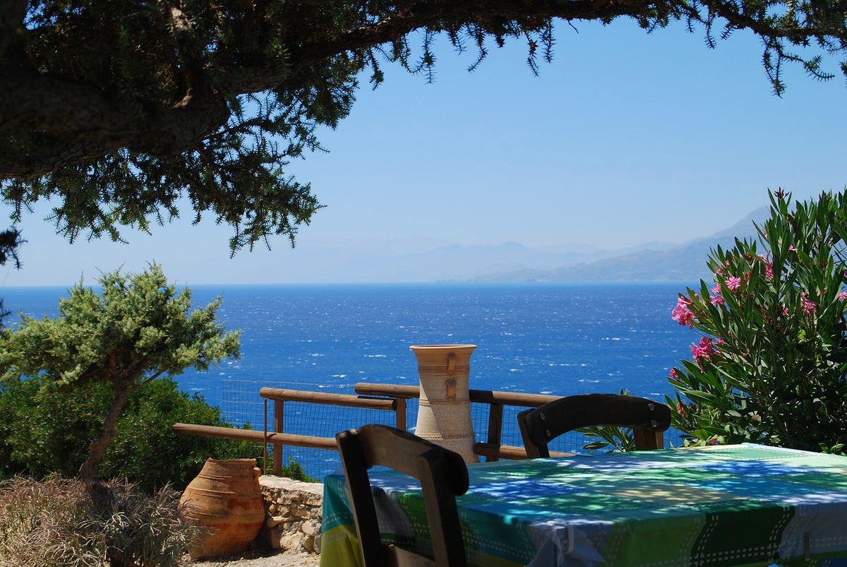 a tavern overlooking the sea