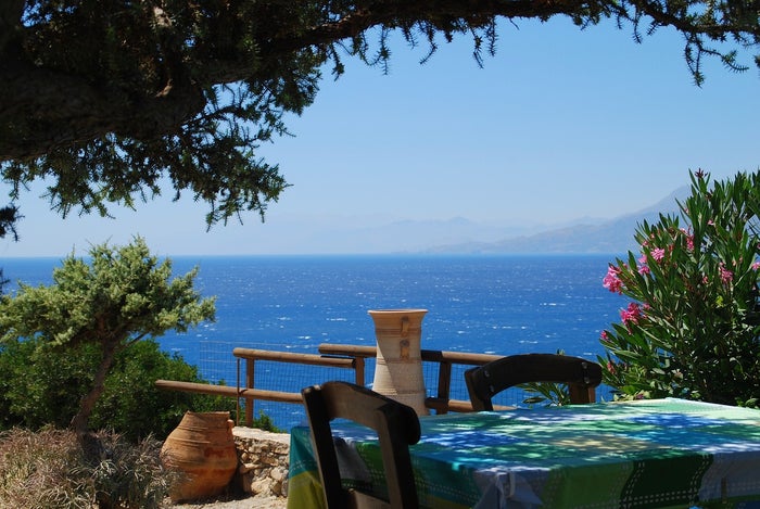 Crete, Greece a tavern overlooking the sea