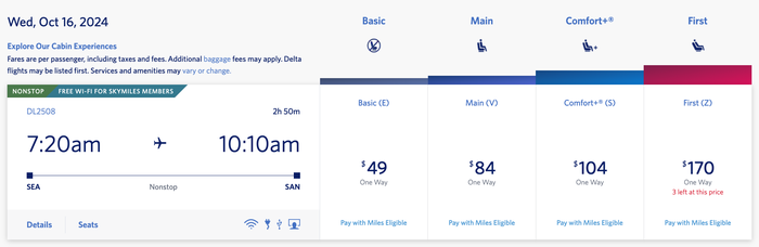 Delta 49 fare SEA SAN Delta 49 fare SEA SAN