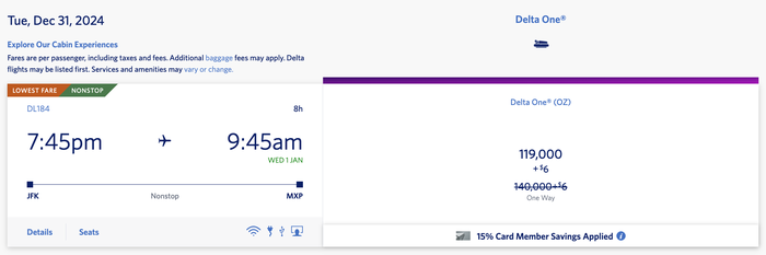 Delta discounted business class JFK MXP Delta discounted business class JFK MXP