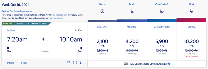 Delta discounted economy SEA SAN Delta discounted economy SEA SAN