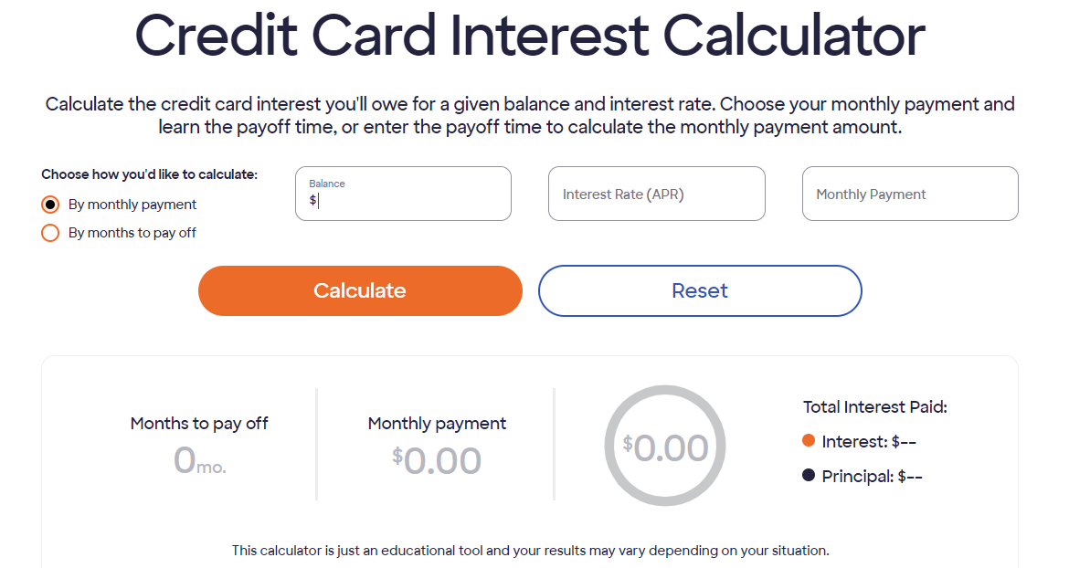 Discover credit card interest calculator