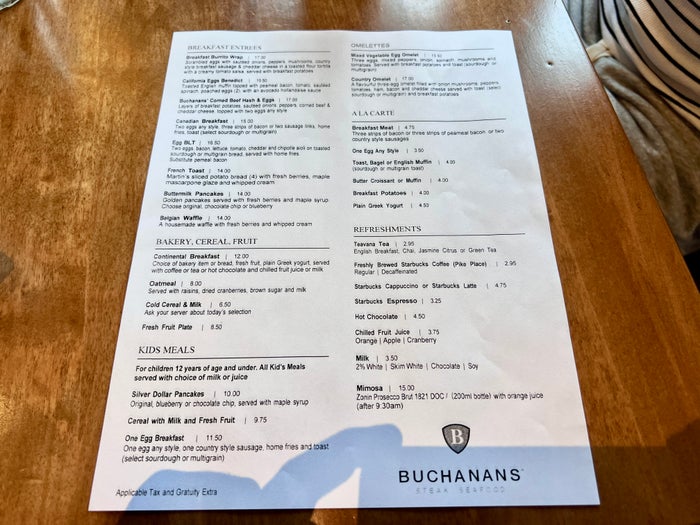 DoubleTree Fallsview Resort Spa by Hilton Niagara Falls Buchanans breakfast menu DoubleTree Fallsview Resort Spa by Hilton Niagara Falls Buchanans breakfast menu