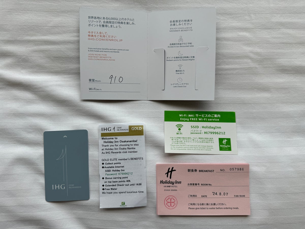 Holiday Inn Osaka Namba tickets keycard