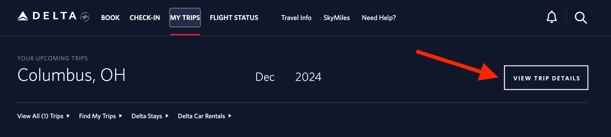 How to cancel a Delta flight View Trip Details