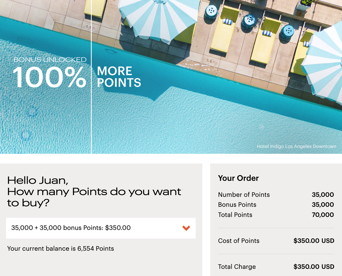 IHG Buying Points Screenshot