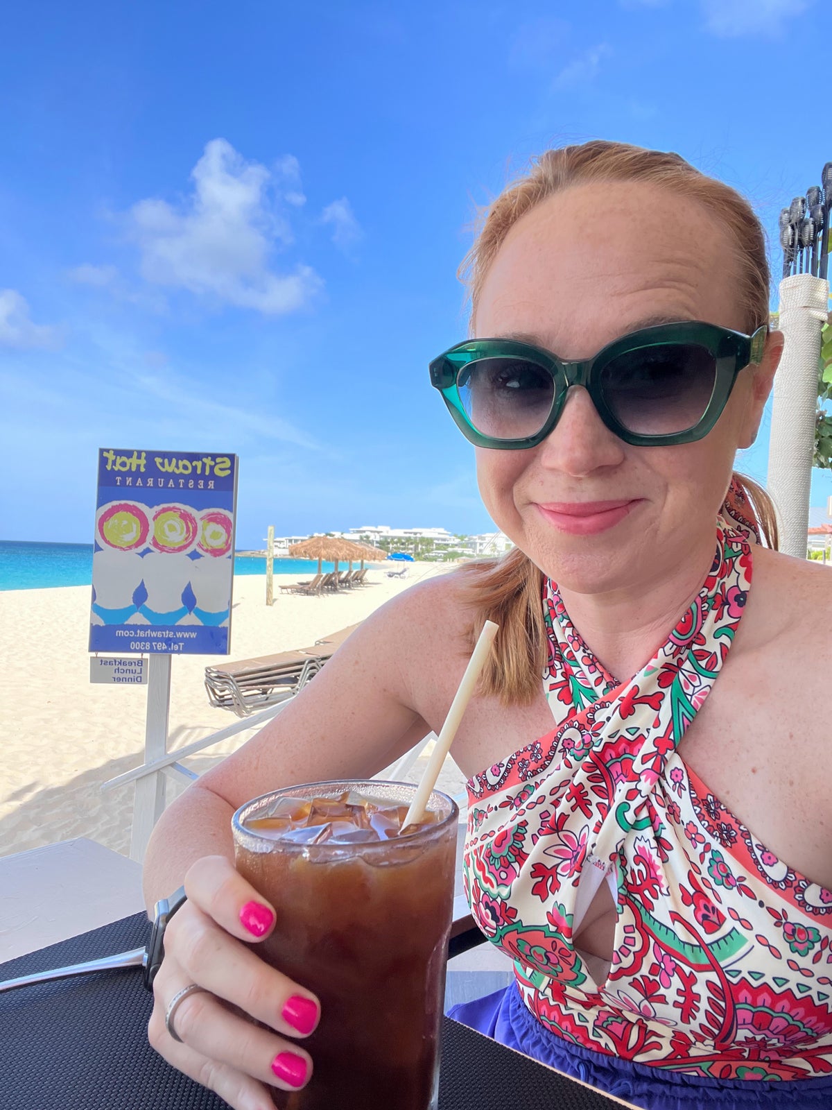 Ice coffe at straw hat restaurant in Anguilla