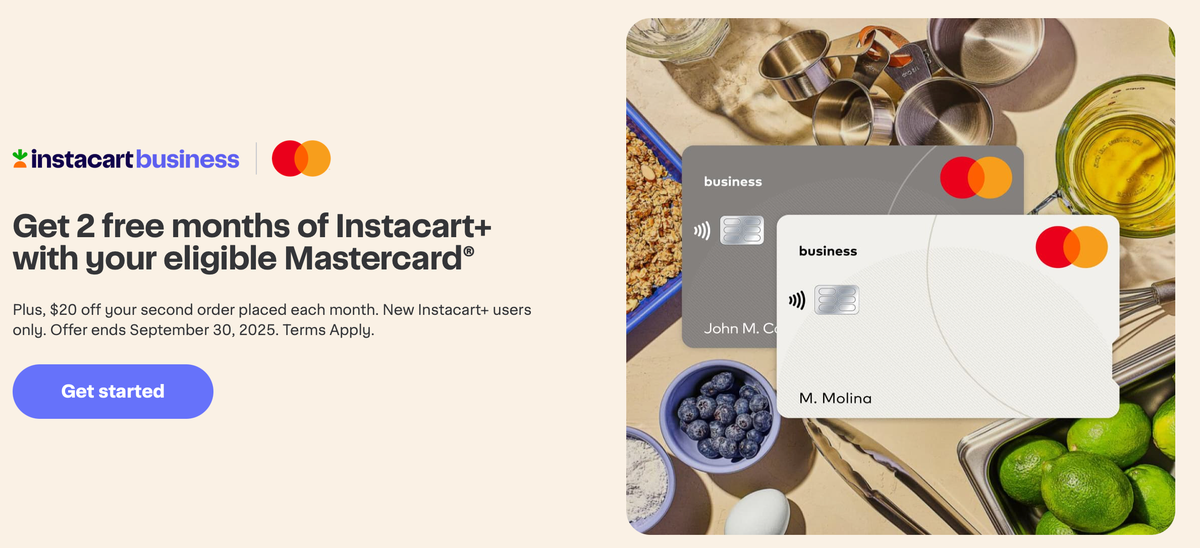 Instacart business Mastercard offer