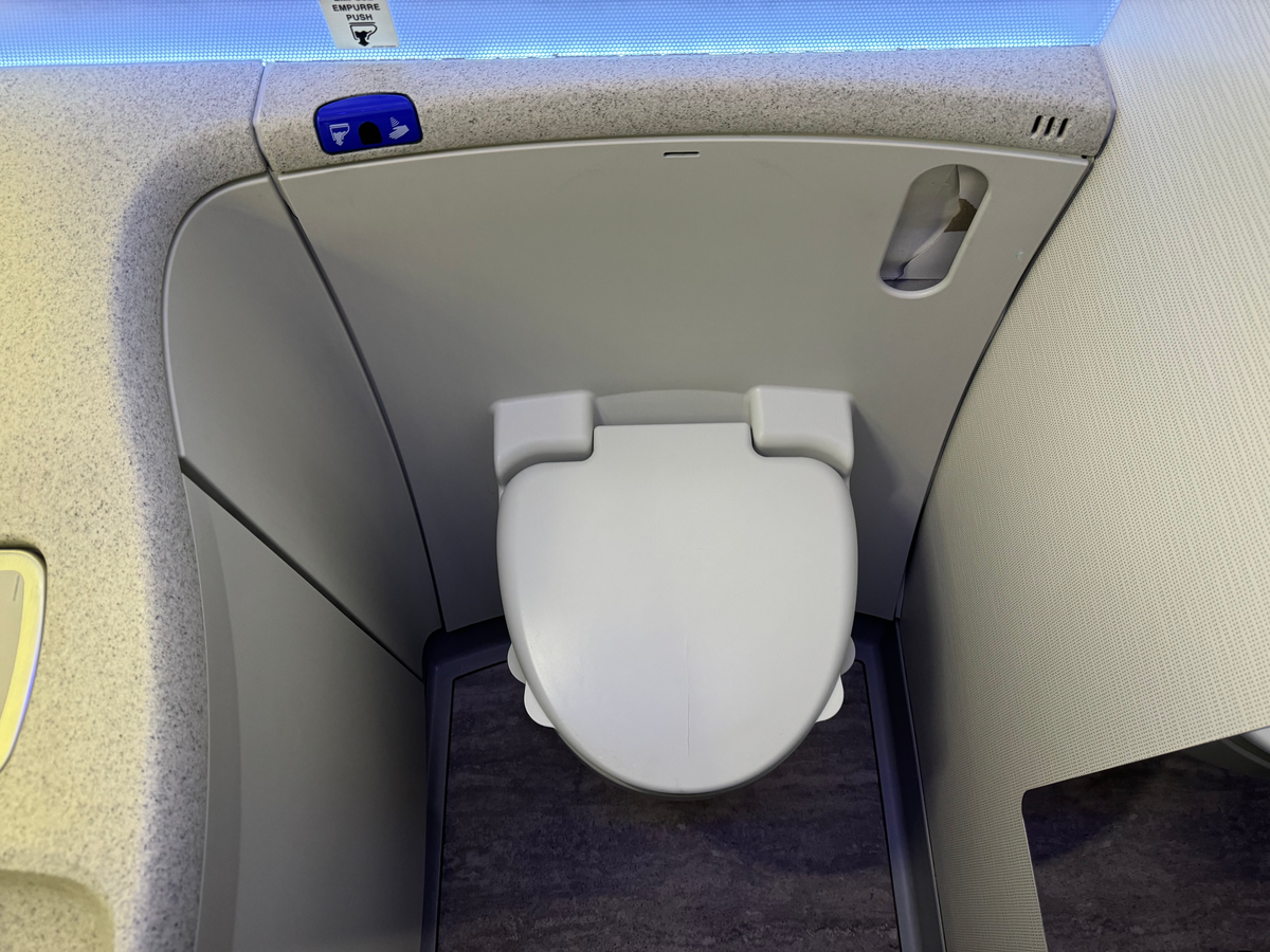 LATAM business class B787 9 GRU SCL lavatory toilet