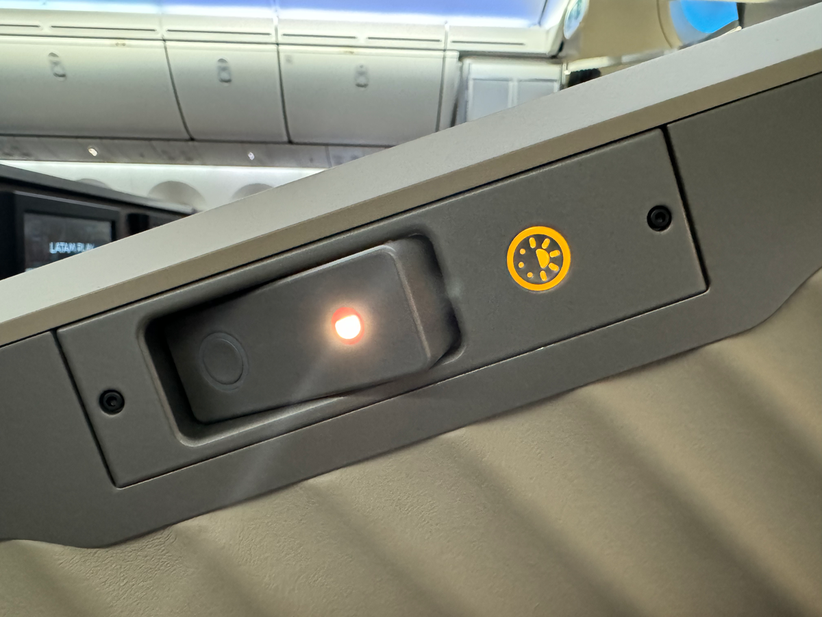 LATAM business class B787 9 GRU SCL seat reading light