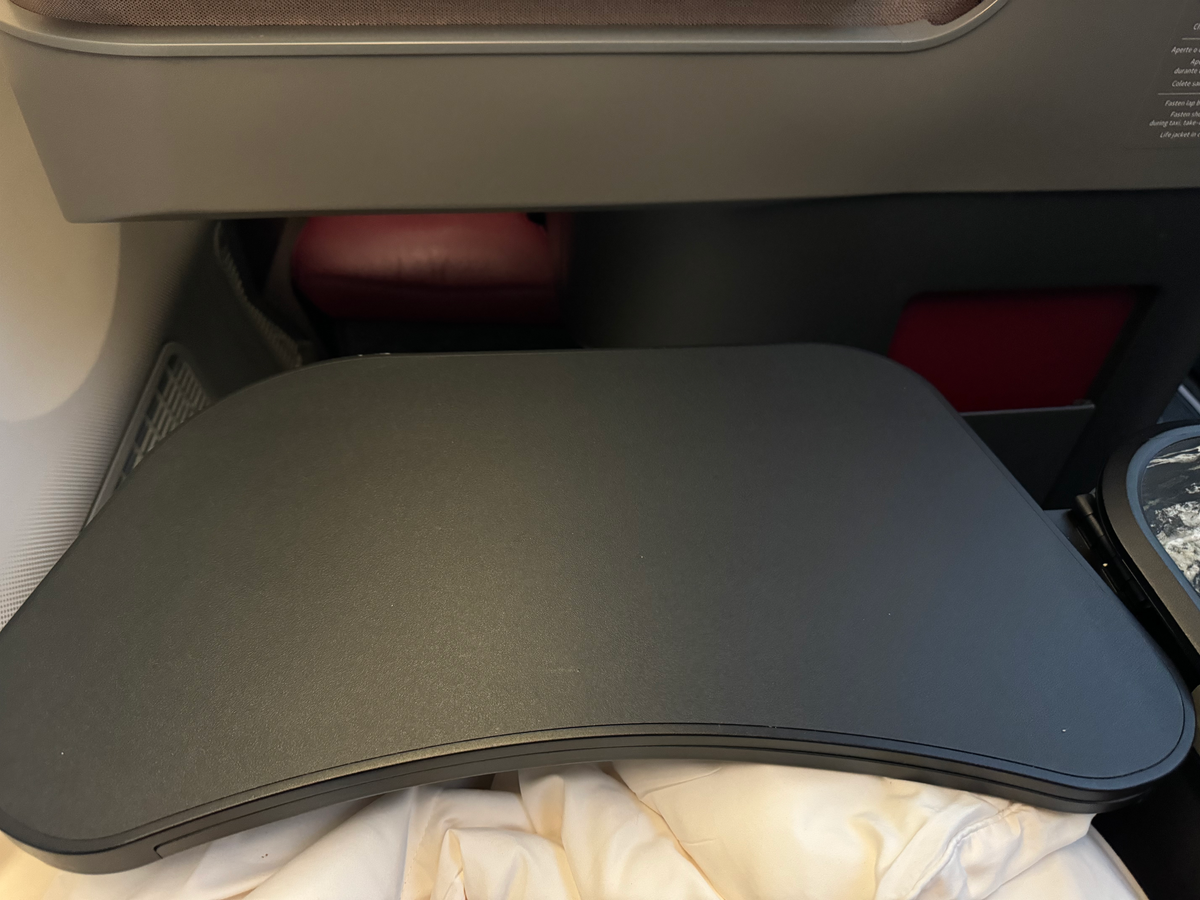 LATAM business class B787 9 GRU SCL seat tray table