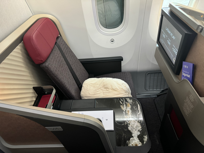 LATAM business class B787 9 GRU SCL seat LATAM business class B787 9 GRU SCL seat