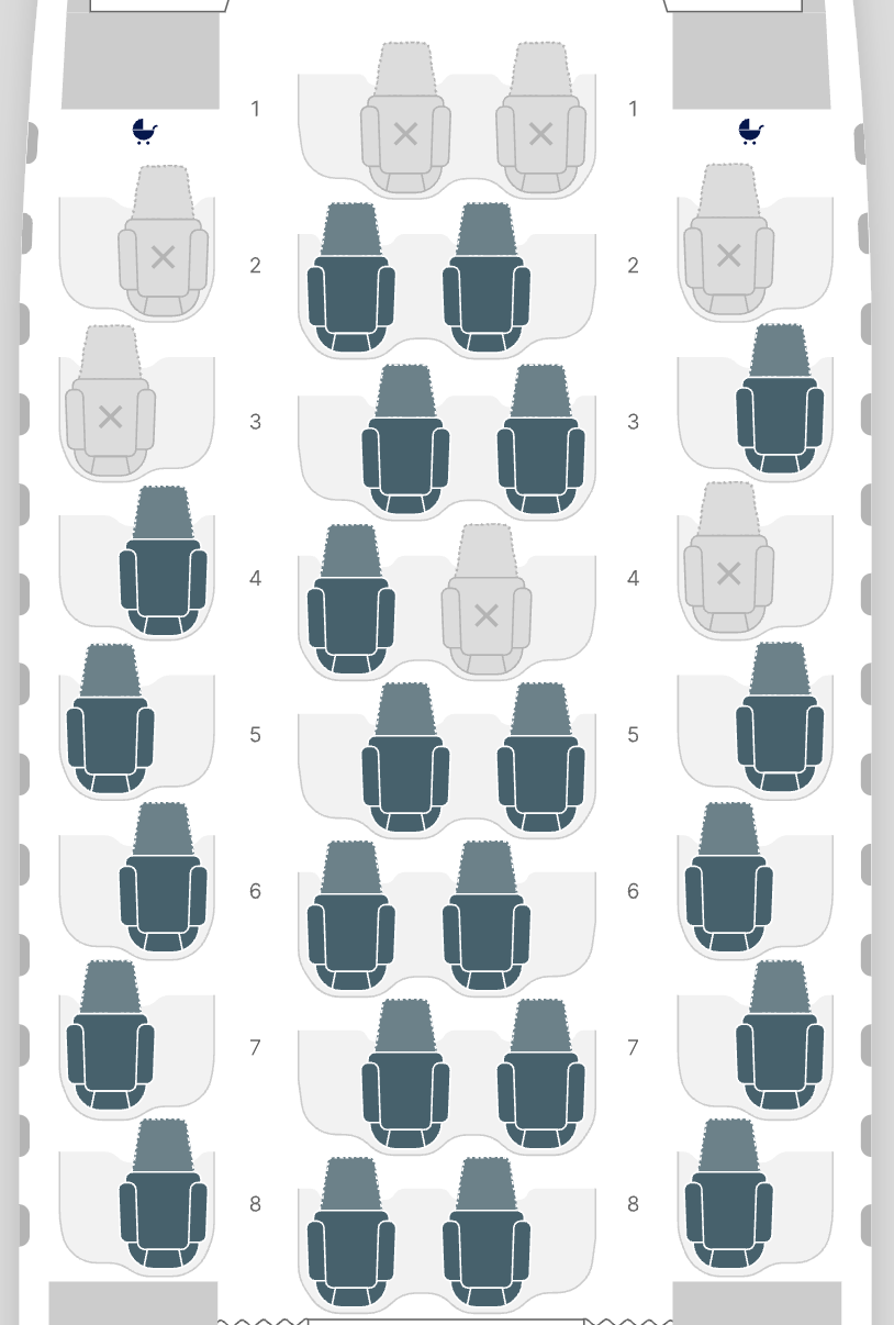 Lufthansa older A350 seat map