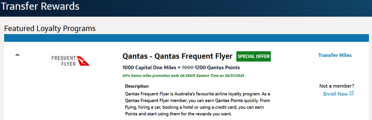 Qantas Capital One bonus 050125