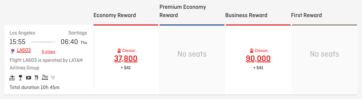 Qantas redemption LATAM LAX SCL business