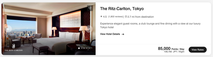 Ritz Carlton Tokyo points price Ritz Carlton Tokyo points price