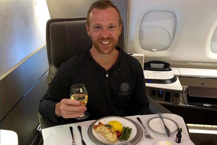 Singapore Airlines First Class cabin view Image Credit Alex Miller Singapore Suites A380 Dinner Alex Miller