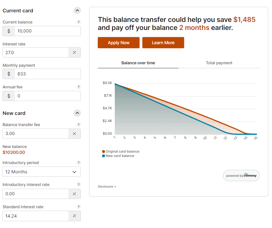 Southland credit union balance transfer calculator