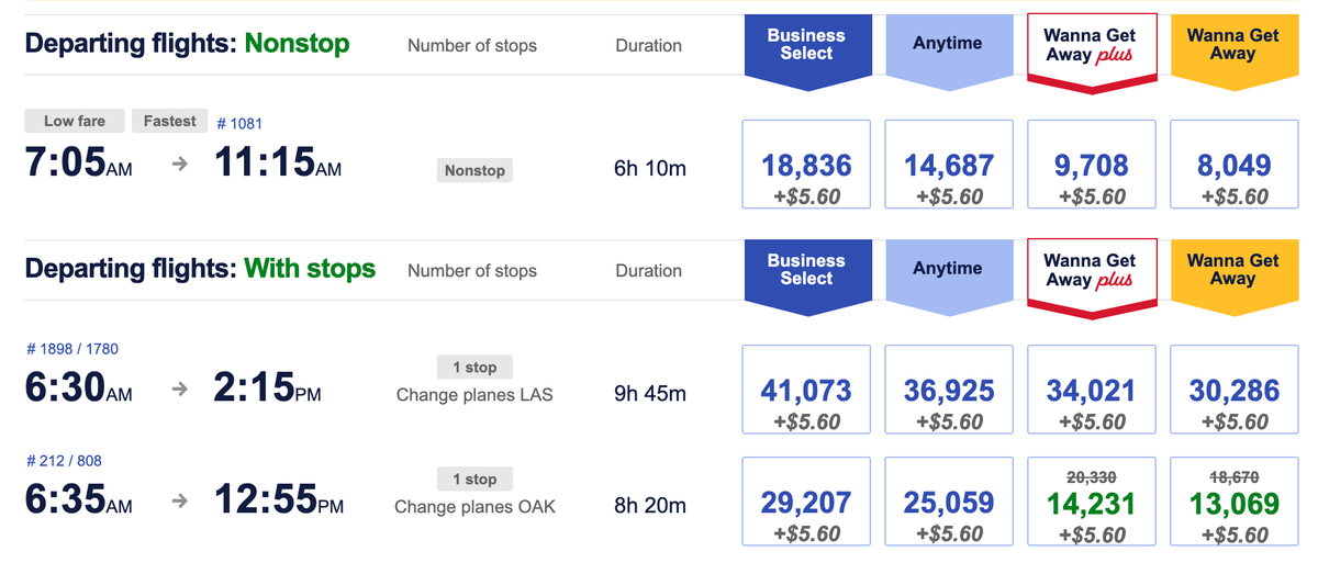 Southwest BEACHES promo LAX HNL using points