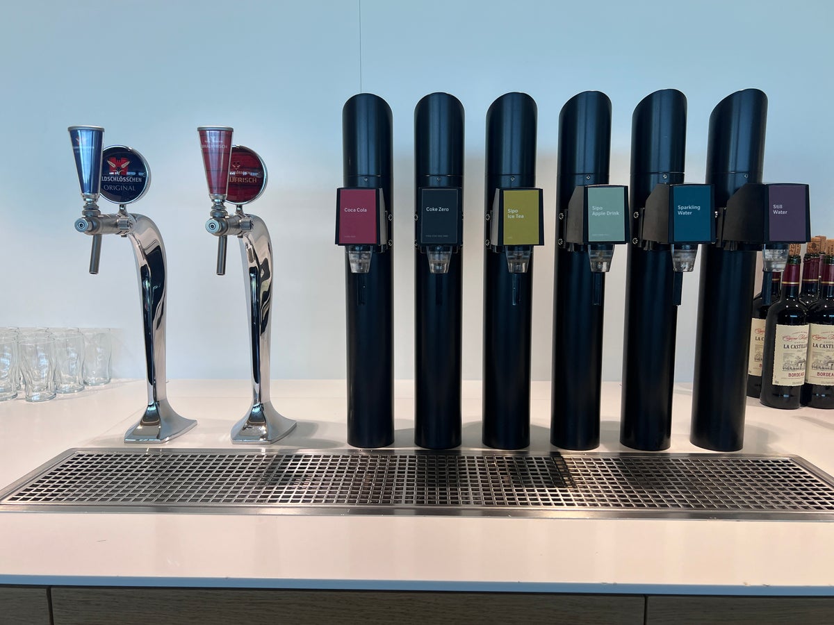 Swiss Business Class Lounge Zurich drinks on tap