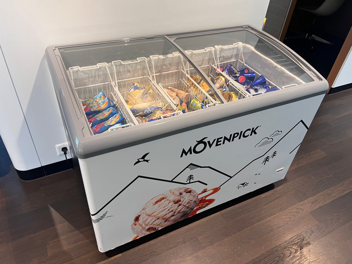 Swiss Business Class Lounge Zurich ice cream freezer