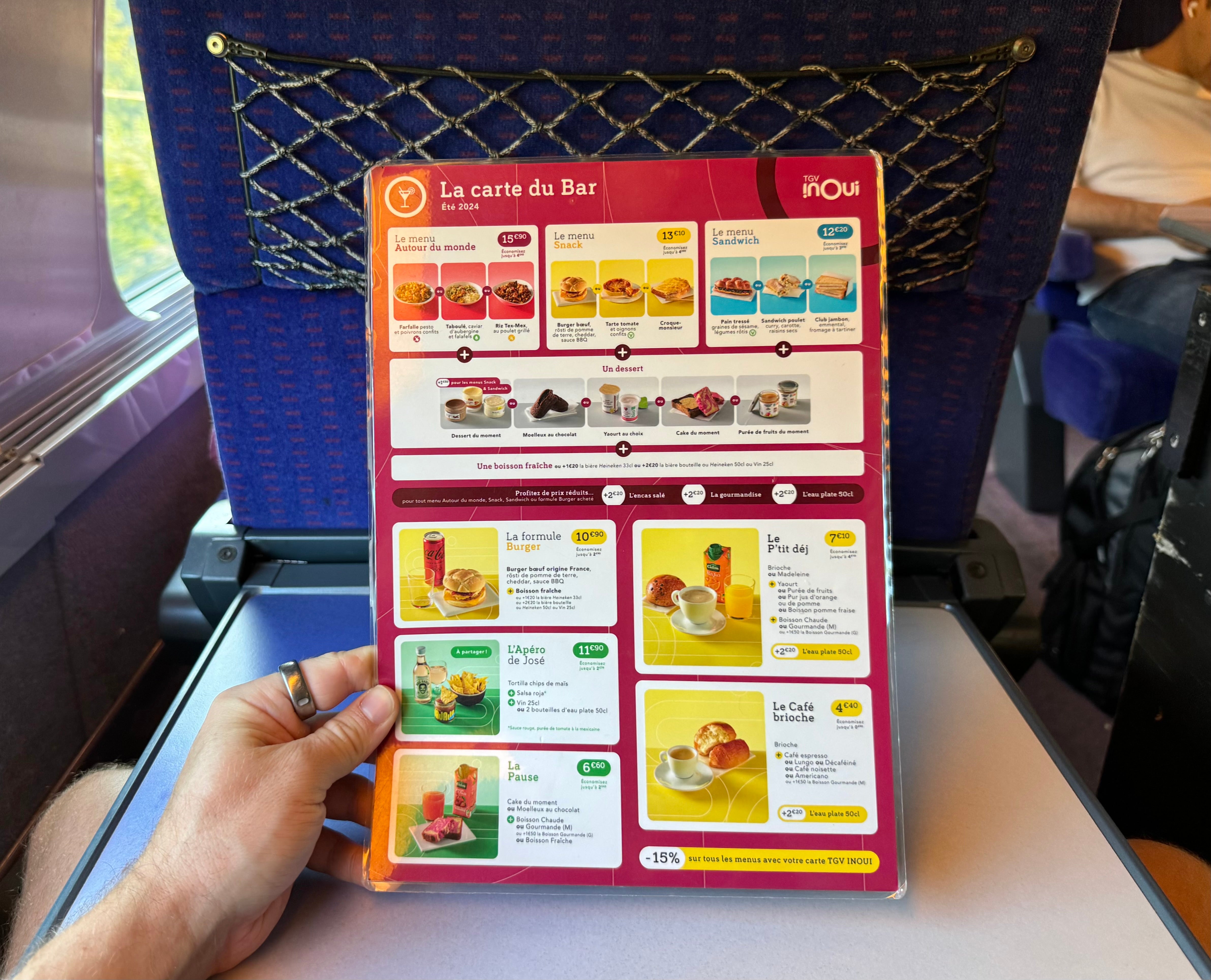 TGV First Class Menu