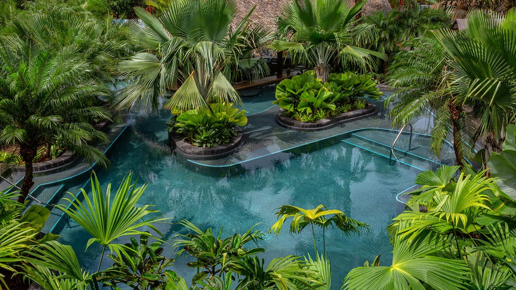 Jungle themed pool at Tabacón Resort