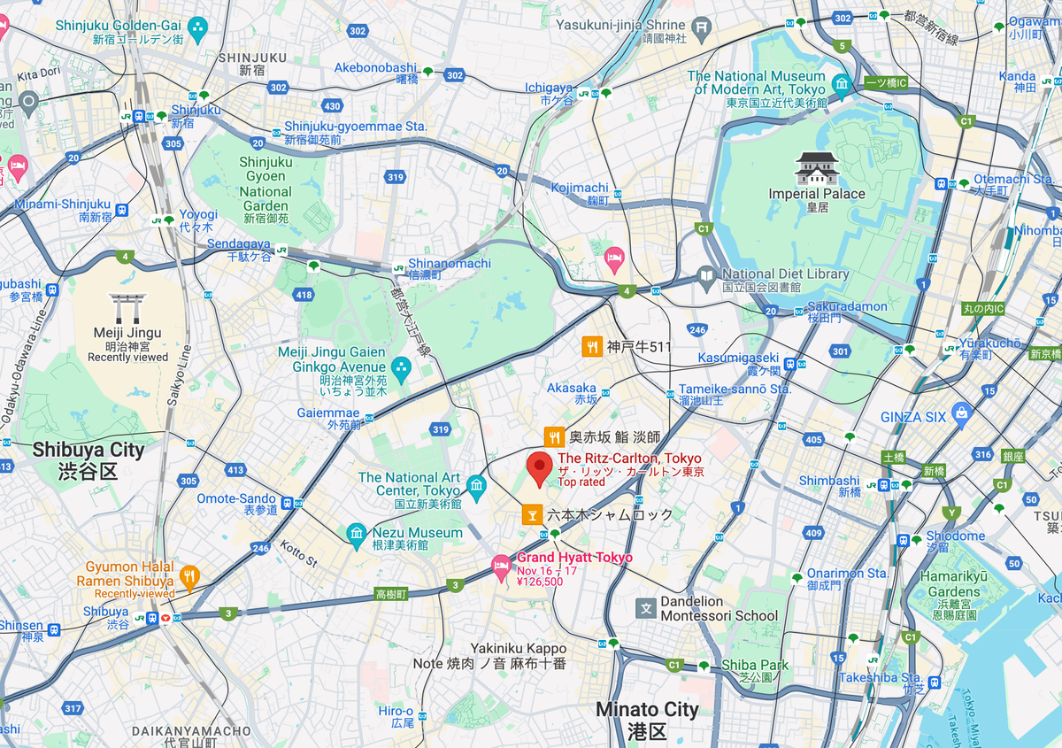 The Ritz Carlton Tokyo location Google Maps