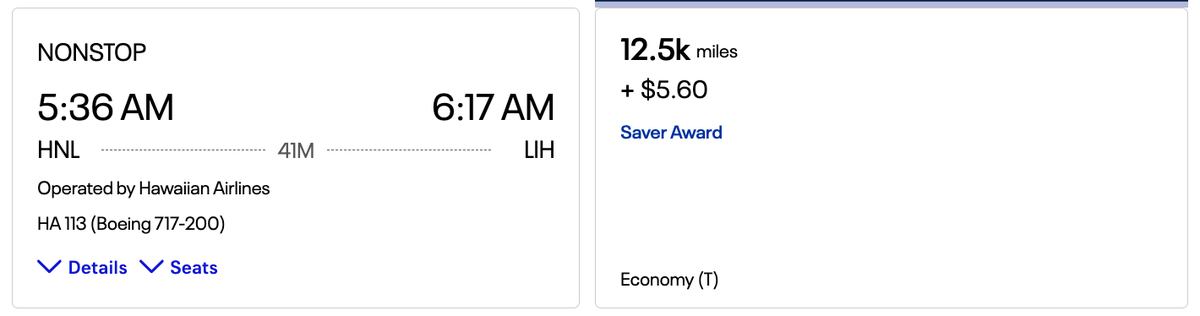 United award HA flight HNL LIH