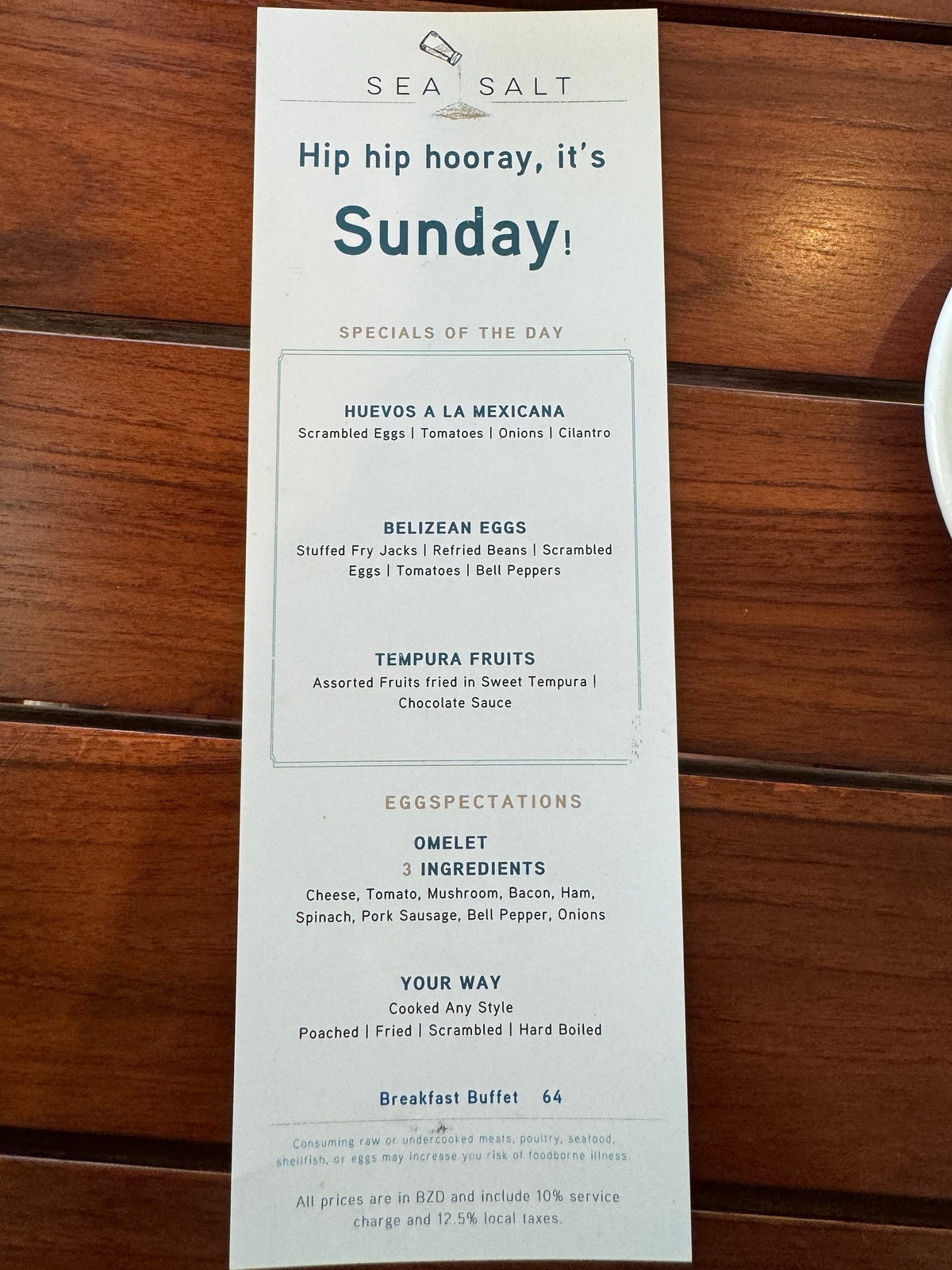 Alaia Belize Autograph Collection Sea Salt breakfast special menu