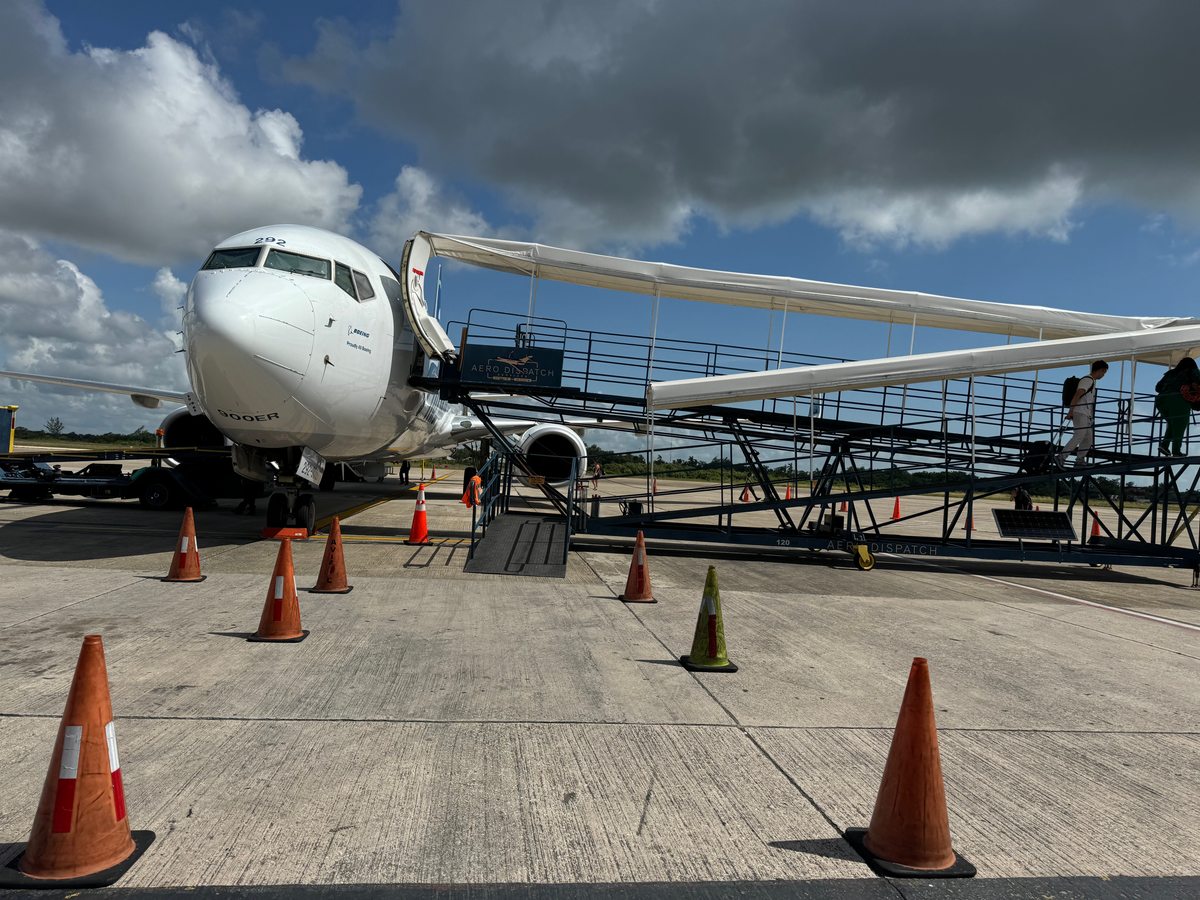 Alaska Airlines B737 9 MAX LAX BZE ramp at BZE