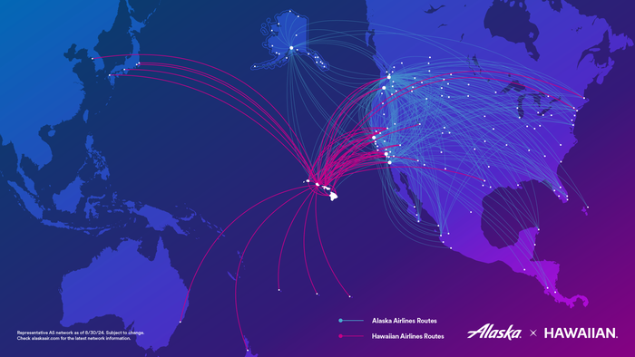 Alaska Airlines Hawaiian Airlines route map