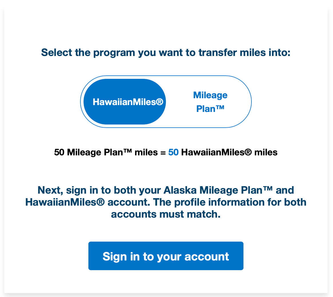 Alaska Hawaiian transfer