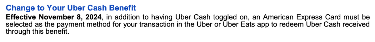 Amex Platinum statement about Uber Cash