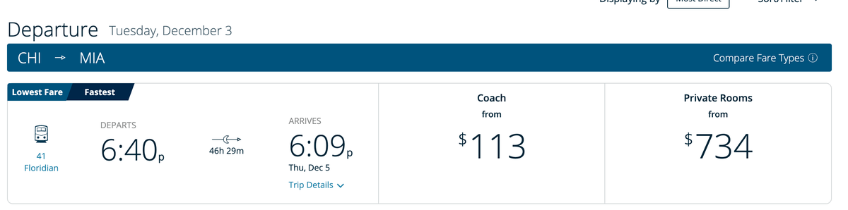 Amtrak Floridian Cash price