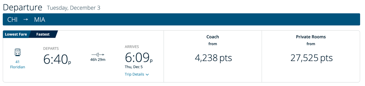 Amtrak Floridian Points price