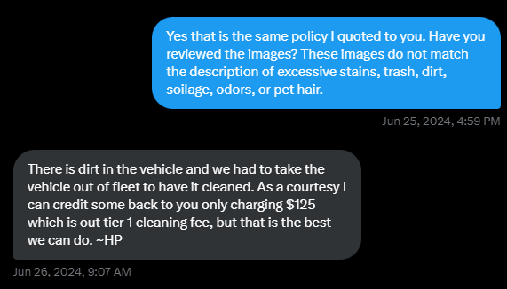 Avis cleaning fee partial refund via Twitter