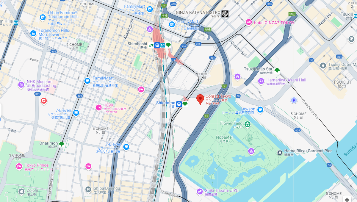 Conrad Tokyo map