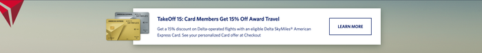 Delta 15 cardholder discount Delta 15 cardholder discount