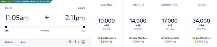 Delta SkyMiles Award Rates Screenshot Delta SkyMiles Award Rates Screenshot
