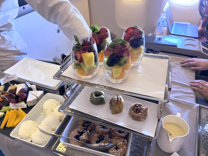 Dessert service on Turkish Airlines business class Dessert service on Turkish Airlines business class