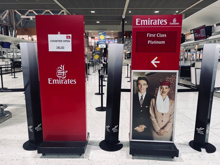 Emirates F signage at NRT Emirates F signage at NRT