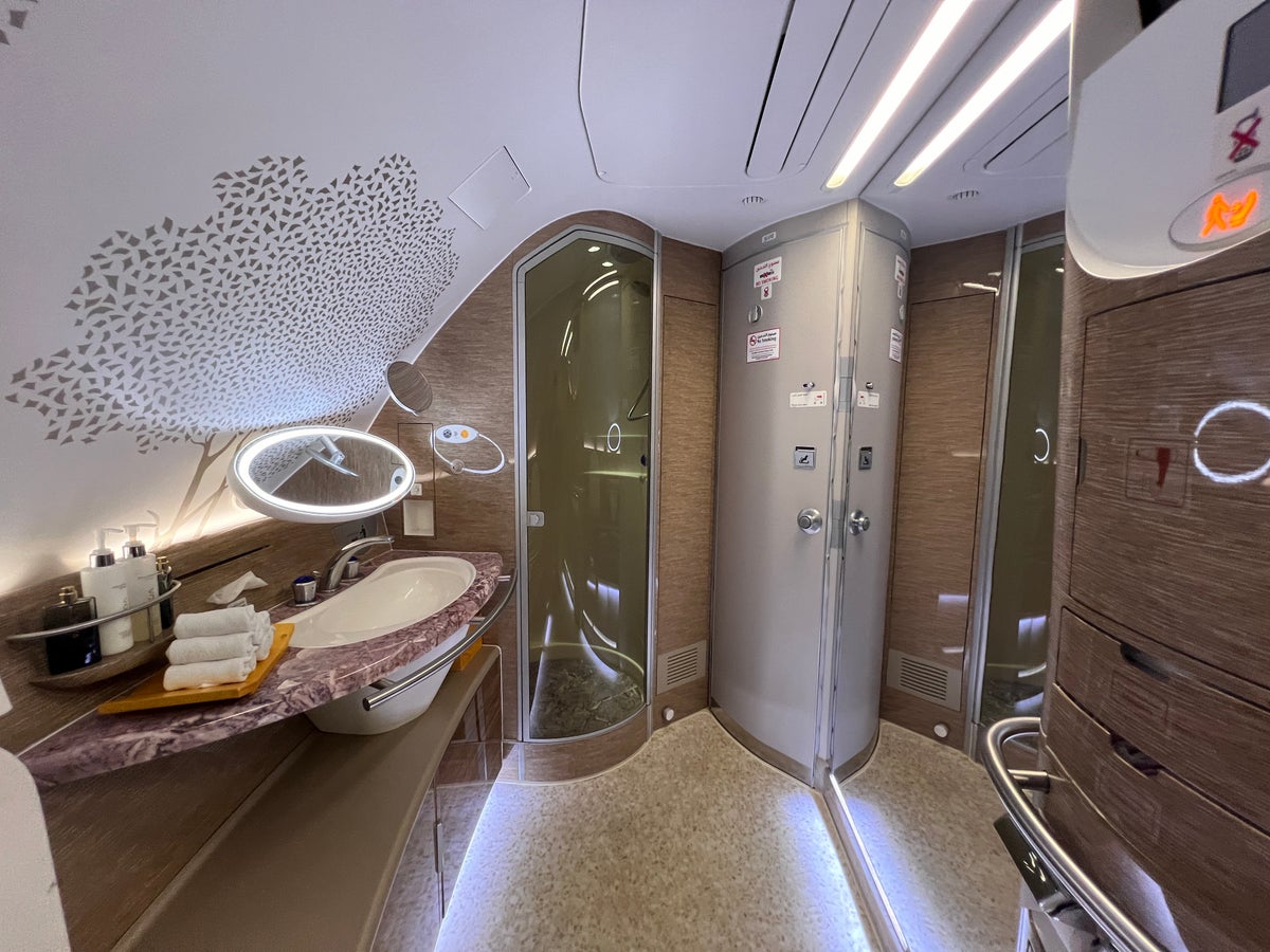 Emirates First A380 bathroom shower spa