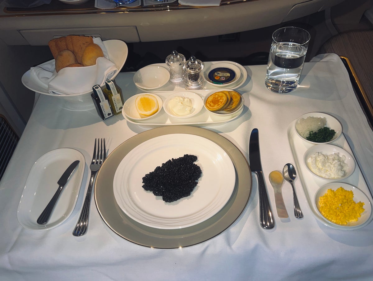 Emirates First A380 caviar