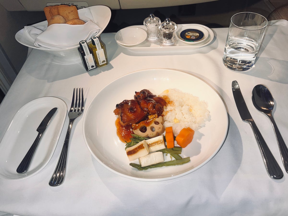 Emirates First A380 chicken teriyaki