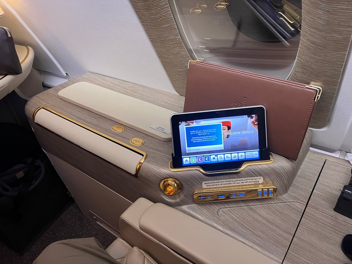 Emirates First A380 minibar closed